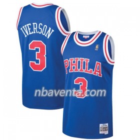 Camiseta Hombre Philadelphia 76ers Allen Iverson 3 Hardwood Classics Azul Swingman